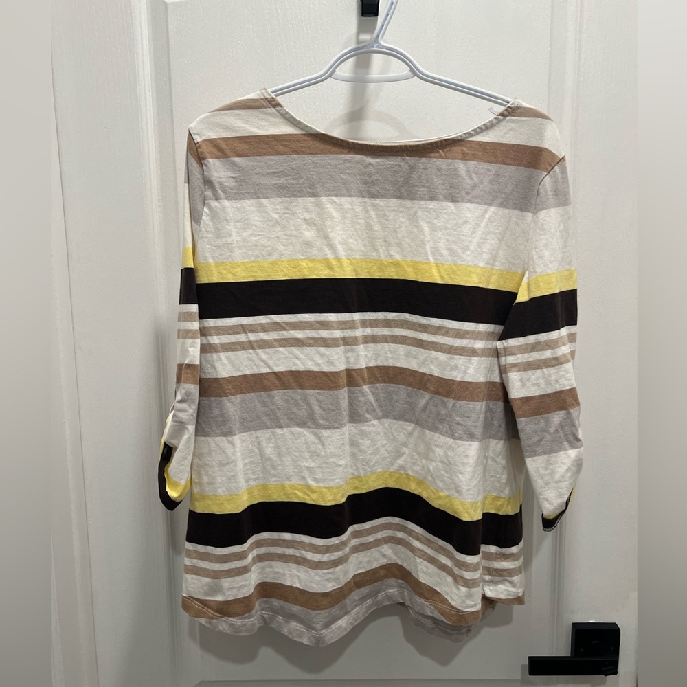 Striped Women's Top in Yellow and Brown